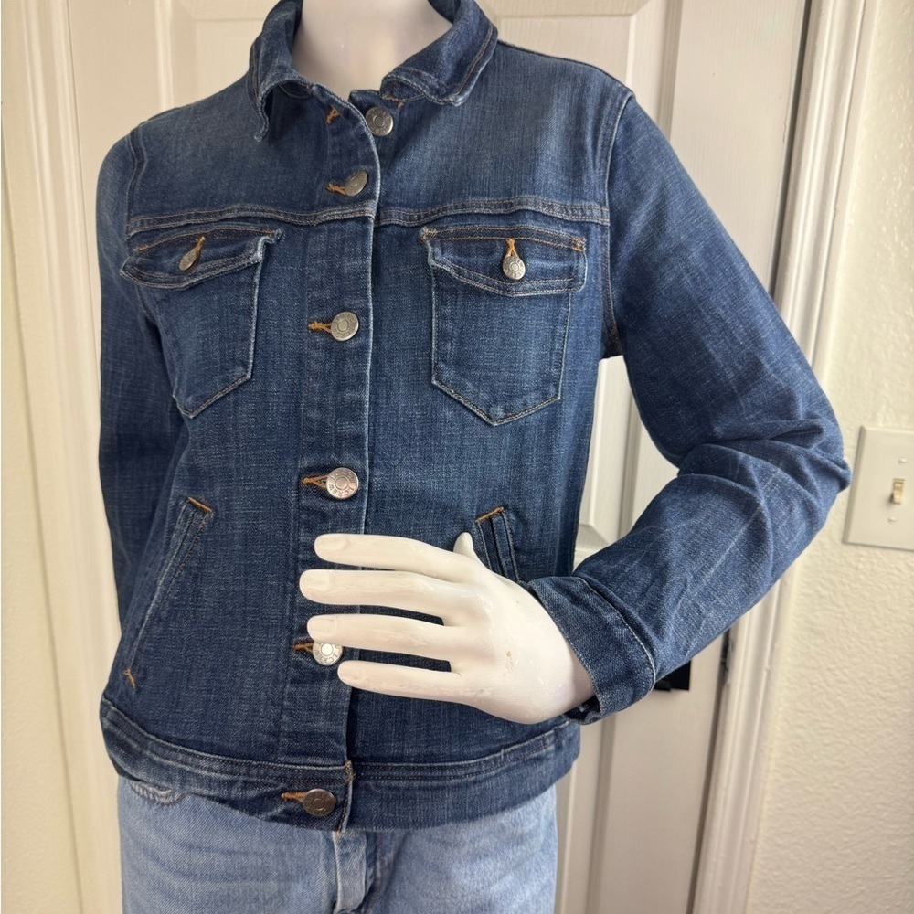 J. Crew Jean Jacket Women Small 02661 Short Washed Blue Denim Stretch Size